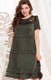 Платье Vittoria Queen, модель 13973 темно-зеленый с оранжевым